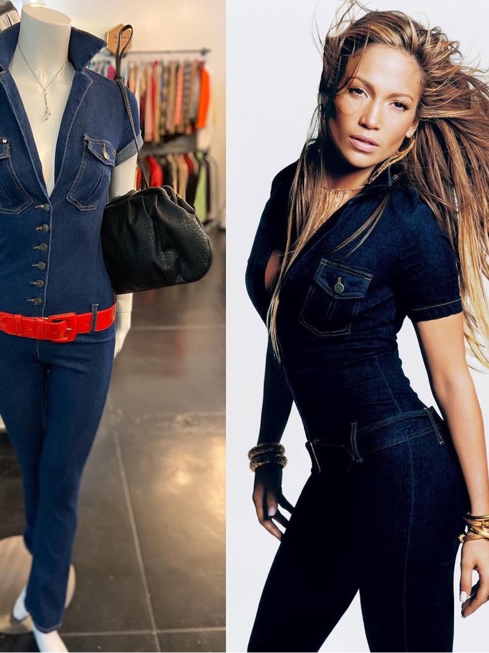Frankie B y2k jumpsuit j lo worn rare sz S